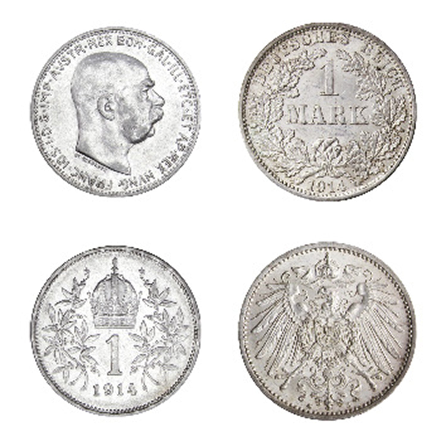 2 pièces d'argent de l'époque de la Grande Guerre